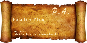Petrich Alex névjegykártya